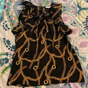 Milly silk sleeveless ruffled top EUC